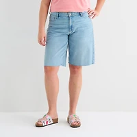 Arizona Womens 12 1/4" Low Rise Juniors Plus Denim Short