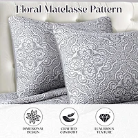 SUPERIOR® Enzy Floral Matelassé Textured Woven Bedspread with Shams