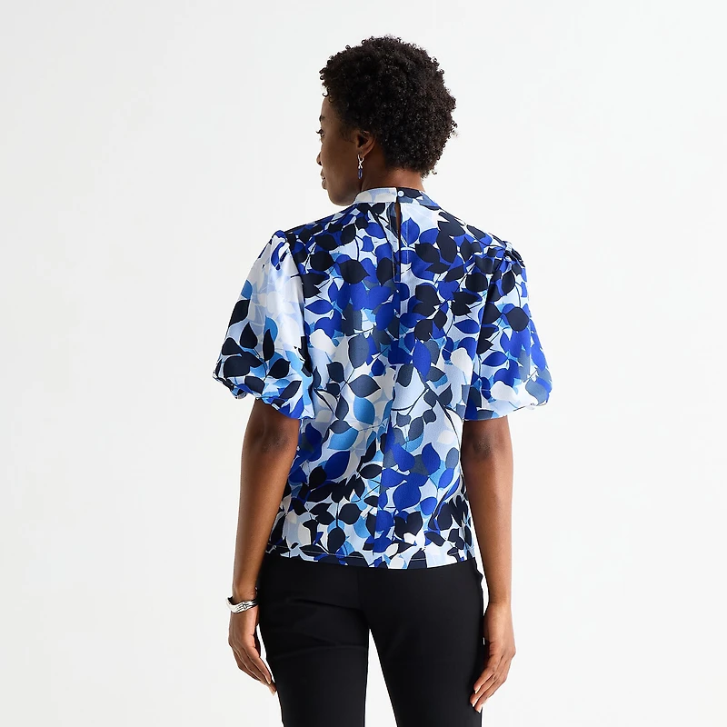 Liz Claiborne Womens Keyhole Neck Short Sleeve Blouse