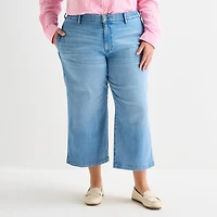 St. John's Bay Womens Plus High Rise Wide Leg Jean