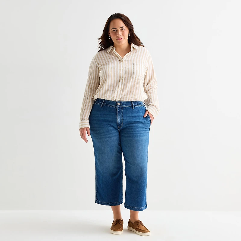 St. John's Bay Womens Plus High Rise Wide Leg Jean