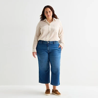 St. John's Bay Womens Plus High Rise Wide Leg Jean