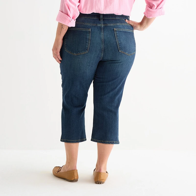 St. John's Bay Womens Plus Secretly Slender Mid Rise Capri Jean