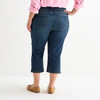 St. John's Bay Womens Plus Secretly Slender Mid Rise Capri Jean
