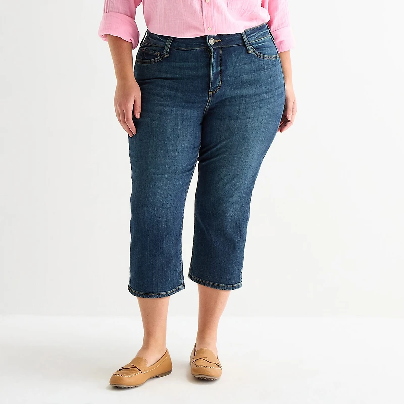 St. John's Bay Womens Plus Secretly Slender Mid Rise Capri Jean