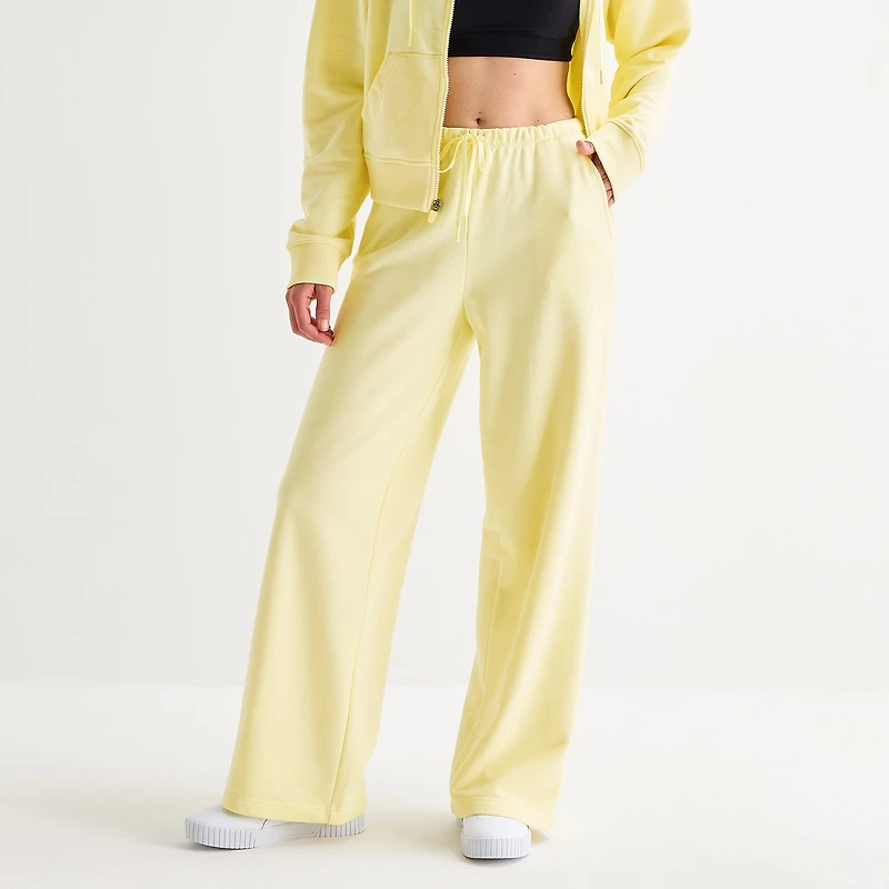 Xersion Womens French Terry Wide Leg Mid Rise Regular Fit Active Pull-On Pant