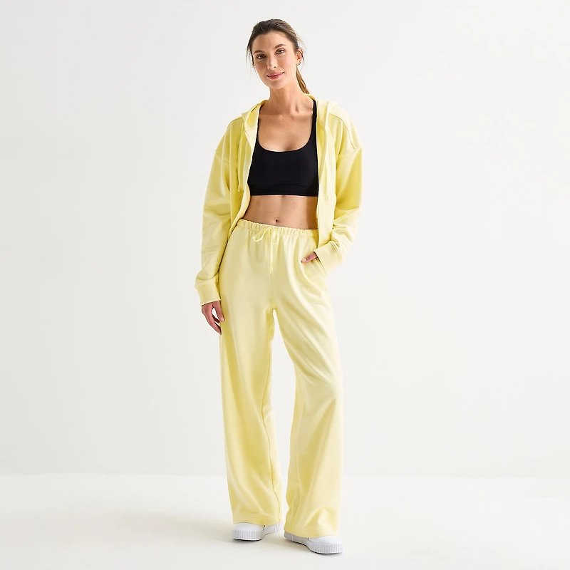 Xersion Womens French Terry Wide Leg Mid Rise Regular Fit Active Pull-On Pant