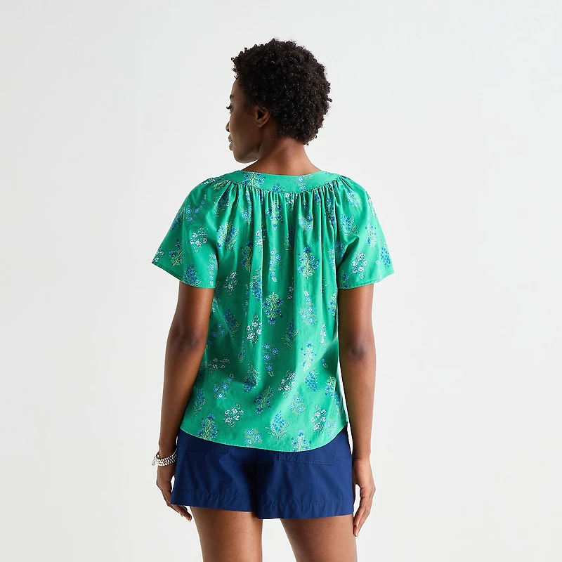 St. John's Bay Womens V Neck Short Sleeve Blouse