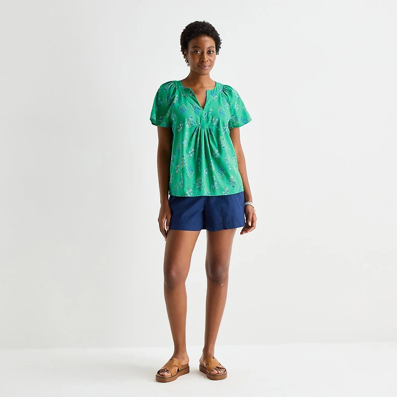 St. John's Bay Womens V Neck Short Sleeve Blouse