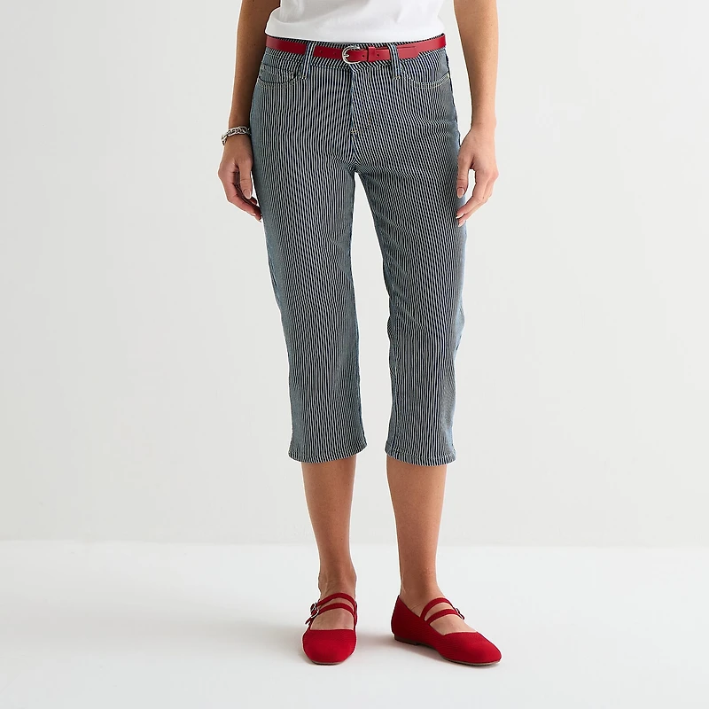 St. John's Bay Womens Secretly Slender Mid Rise Capri Jean