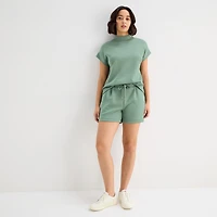 Stylus Womens Mock Neck Short Sleeve T-Shirt