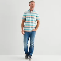 St. John's Bay Essential Striped Oxford Mens Classic Fit Short Sleeve Polo Shirt