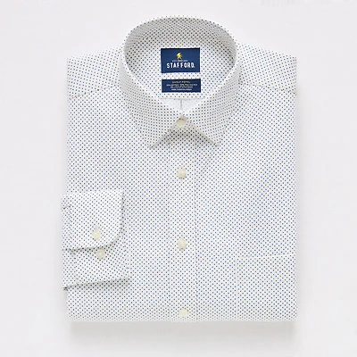 Stafford Sweat Repel Advanced Performance Mens Regular Fit STRETCH FABRIC Wrinkle Free Long Sleeve Dress Shirt