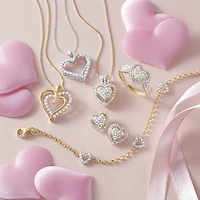 (G-H / I1-I2) Womens 1/3 CT. T.W. Lab Grown White Diamond 10K Gold Heart 18 Inch Pendant Necklace