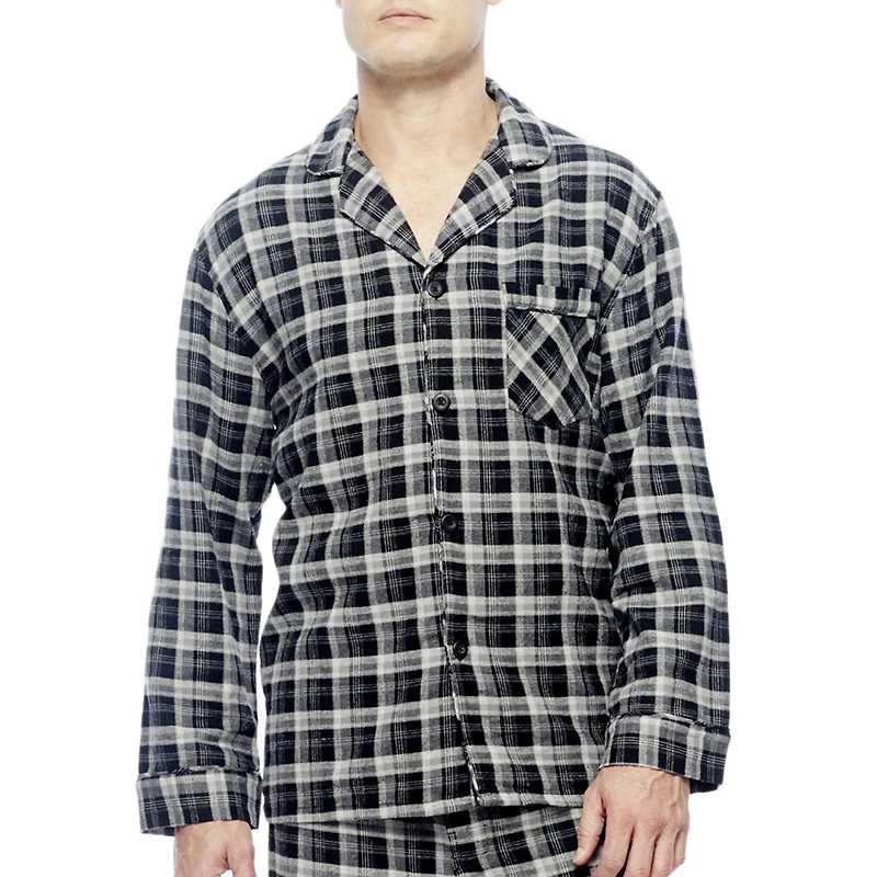 Hanes Flannel Mens Long Sleeve 2-pc. Pajama Set