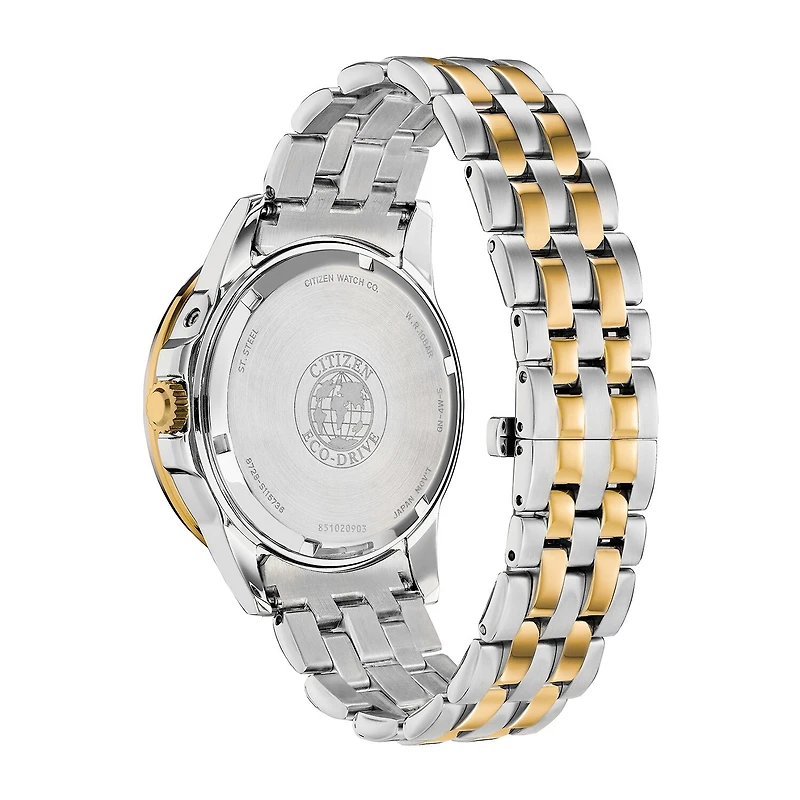 Citizen Calendrier Mens Two Tone Stainless Steel Bracelet Watch Bu0054-52l