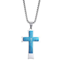 J.P. Army Men's Jewelry Stainless Steel Inch Link Cross Pendant Necklace