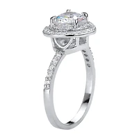 DiamonArt® Womens 1 1/2 CT. T.W. White Cubic Zirconia Platinum Over Silver Heart Engagement Ring