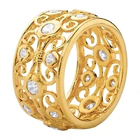 DiamonArt® Womens 1 CT. T.W. White Cubic Zirconia 18K Gold Over Silver Round Cocktail Ring