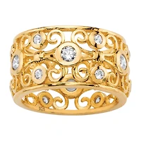 DiamonArt® Womens 1 CT. T.W. White Cubic Zirconia 18K Gold Over Silver Round Cocktail Ring