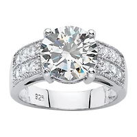 DiamonArt® Womens 4 1/2 CT. T.W. White Cubic Zirconia Platinum Over Silver Round Engagement Ring