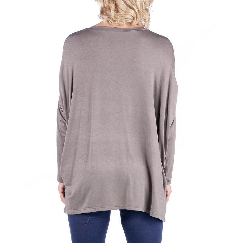 24seven Comfort Apparel Maternity Womens Round Neck Long Sleeve Tunic Top