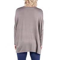 24seven Comfort Apparel Maternity Womens Round Neck Long Sleeve Tunic Top