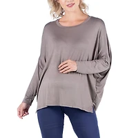 24seven Comfort Apparel Maternity Womens Round Neck Long Sleeve Tunic Top