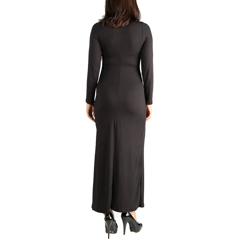 24seven Comfort Apparel Womens Maternity Round Neck Long Sleeve Maxi Dress