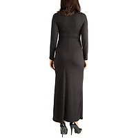 24seven Comfort Apparel Womens Maternity Round Neck Long Sleeve Maxi Dress