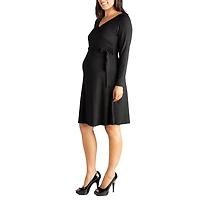 24seven Comfort Apparel Womens Maternity V Neck Long Sleeve A-Line Dress