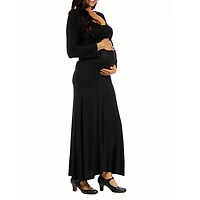 24seven Comfort Apparel Womens Maternity Scoop Neck Long Sleeve Maxi Dress