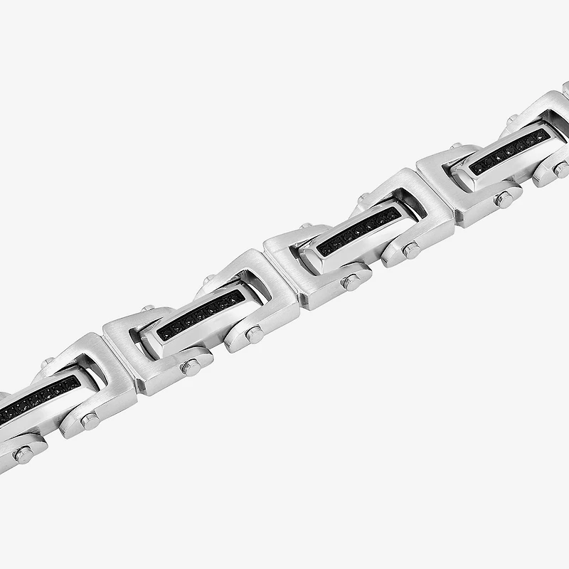 Mens Stainless Steel Solid 8 1/2 Inch Link Bracelet