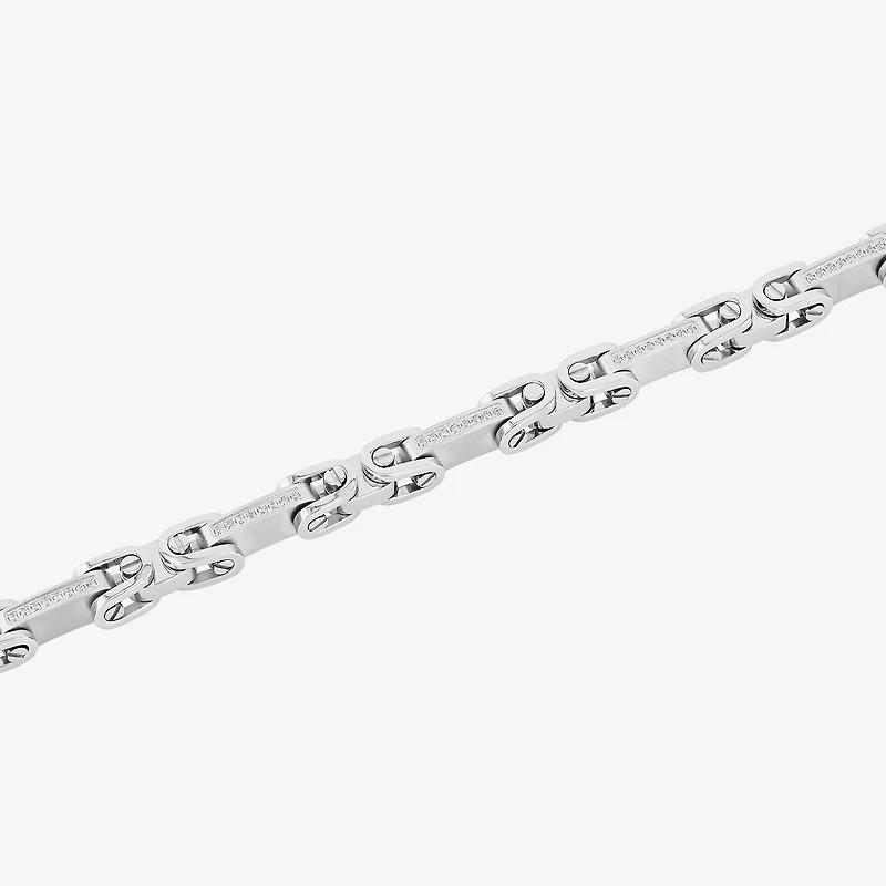 Mens Stainless Steel Solid 8 3/4 Inch Link Bracelet