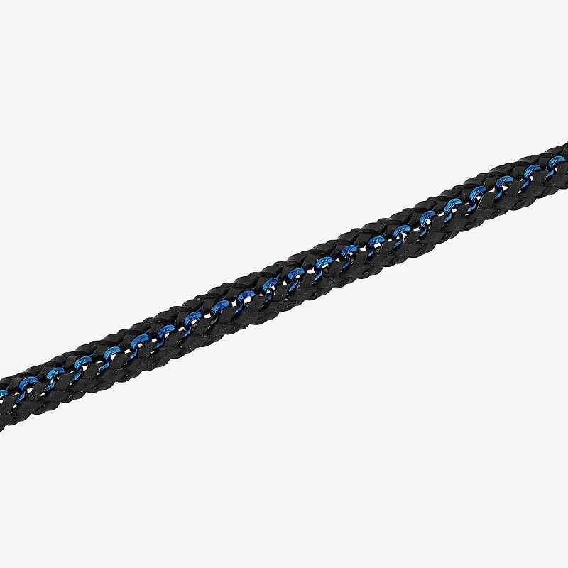"Thin Blue Line" Mens Stainless Steel Cord Bracelet