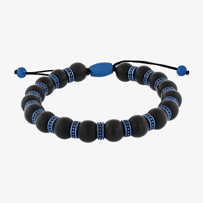 Mens Genuine Black Onyx Beaded Bracelet