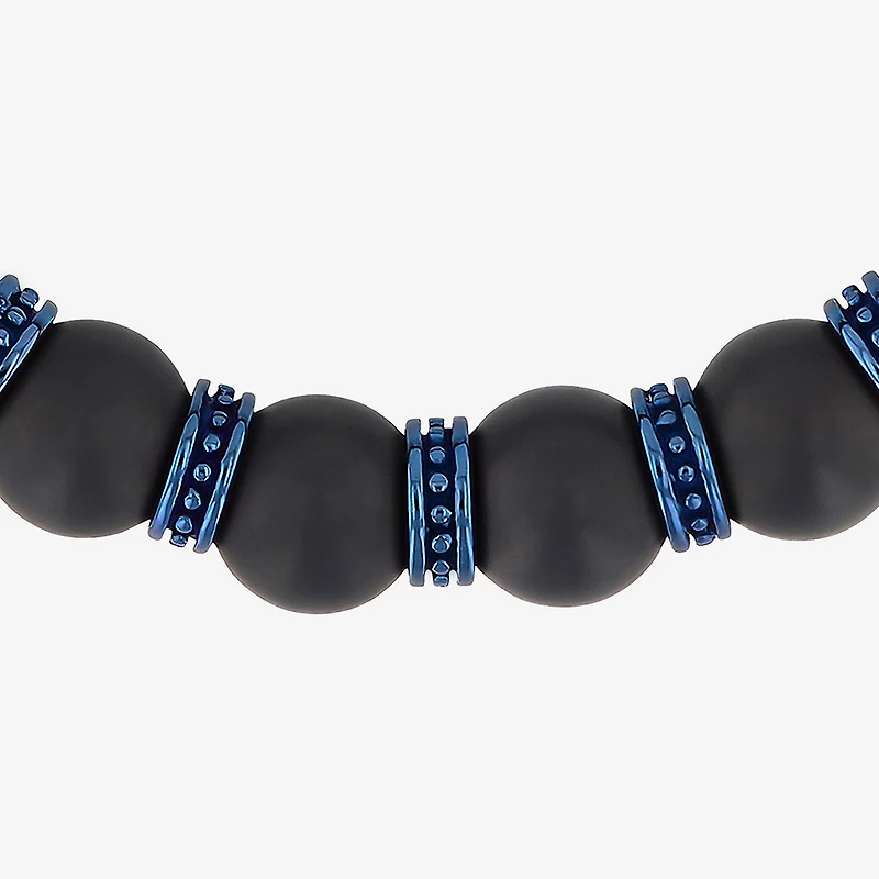 Mens Genuine Black Onyx Beaded Bracelet