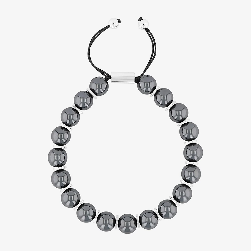 Mens Stainless Steel Genuine Stone Beaded Bolo Bracelet