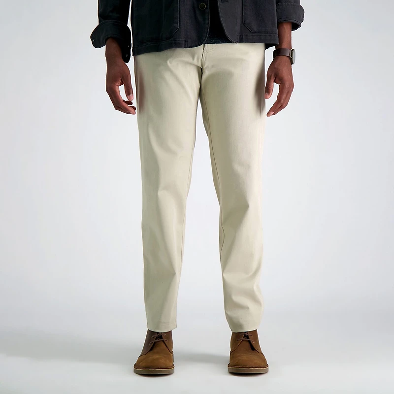 Haggar Iron Free Premium Khaki 5 Pocket Mens Comfort Waistband Straight Fit Flat Front Pant