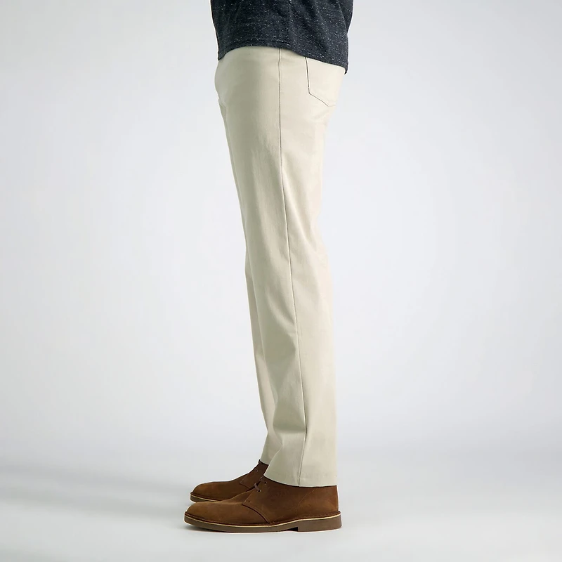 Haggar Iron Free Premium Khaki 5 Pocket Mens Comfort Waistband Straight Fit Flat Front Pant