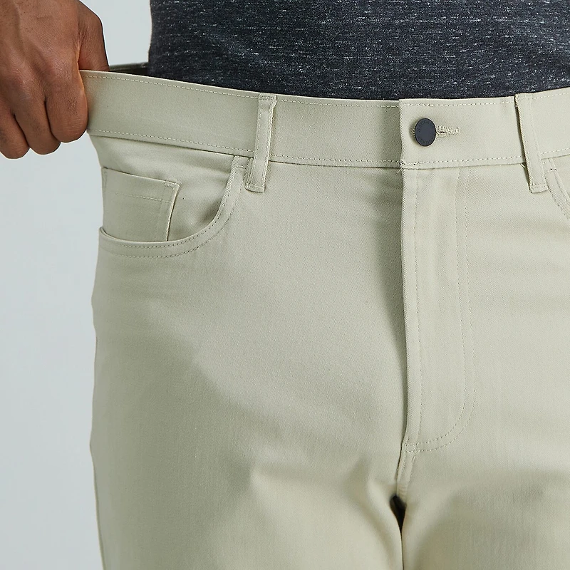 Haggar Iron Free Premium Khaki 5 Pocket Mens Comfort Waistband Straight Fit Flat Front Pant