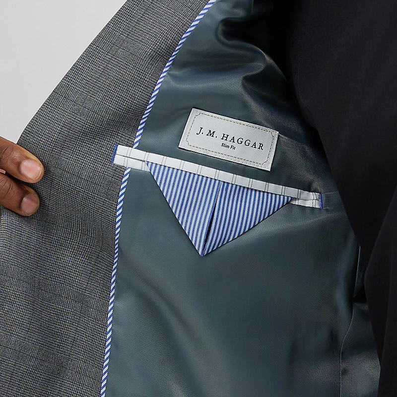 Haggar JMH Glen Mens Stretch Fabric Slim Fit Plaid Suit Jacket