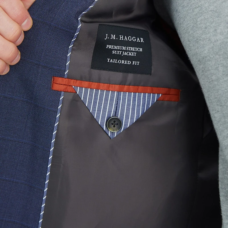 Haggar JMH Tailored Windowpane Mens Stretch Fabric Modern Fit Suit Jacket