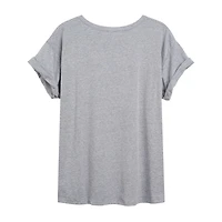 Womens Juniors Crew Neck Short Sleeve Regular Fit Peanuts Snoopy Graphic T-Shirt