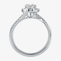 (G / I1) Womens 1 1/2 CT. T.W. Lab Grown White Diamond 10K Gold Oval Halo Engagement Ring