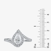 (G / I1) Womens 1 1/2 CT. T.W. Lab Grown White Diamond 10K Gold Oval Halo Engagement Ring