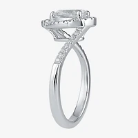 (G / I1) Womens 1 1/2 CT. T.W. Lab Grown White Diamond 10K Gold Oval Halo Engagement Ring