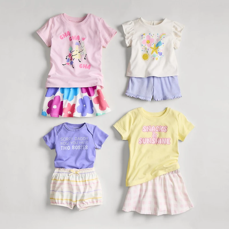 Okie Dokie Baby Girls Round Neck Short Sleeve Rib Bodysuit