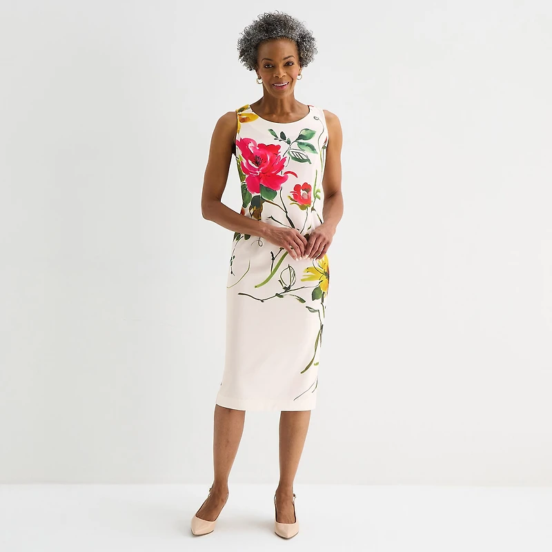 Maya Brooke Womens Floral Jacket Dress