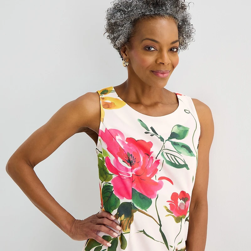 Maya Brooke Womens Floral Jacket Dress